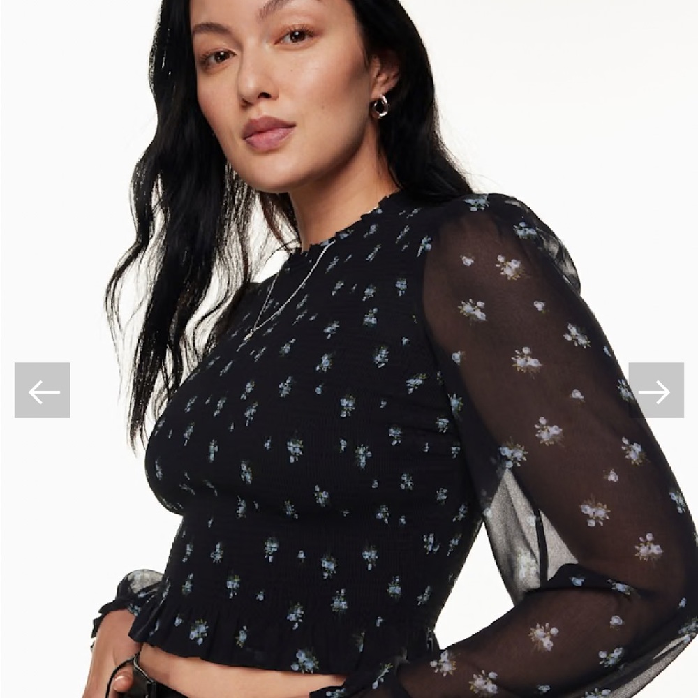 Floral Black Sheer Sleeve Top
